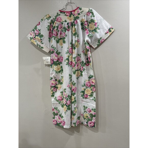 J.I.T. Sleep Floral White Housecoat Robe Short Sleeve Snap Buttons XL - Picture 13 of 13